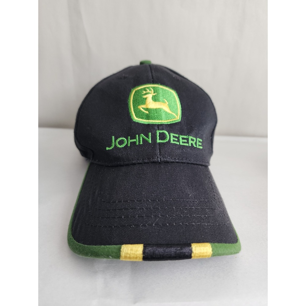 John Deere Black Green Logo Baseball Cap Hat Nothing Runs Like A Deere